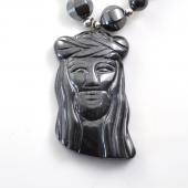 Hematite Jesus Head Pendant